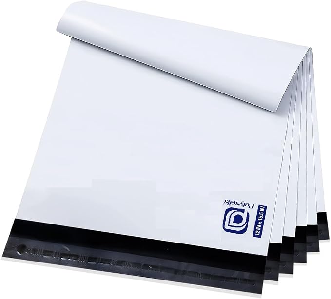 POLYSELLS 100 Pack 12x15.5 Inch White Poly Mailers Shipping Envelopes, Strong by POLYSELLS