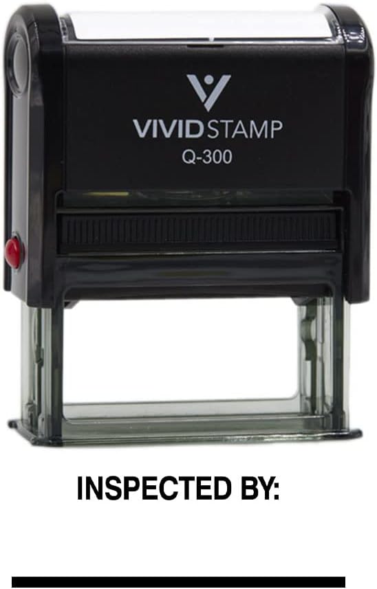 Vivid Stamp Inspected by____ Business Self-Inking Rubber Stamps (Black Ink) - Q-300
