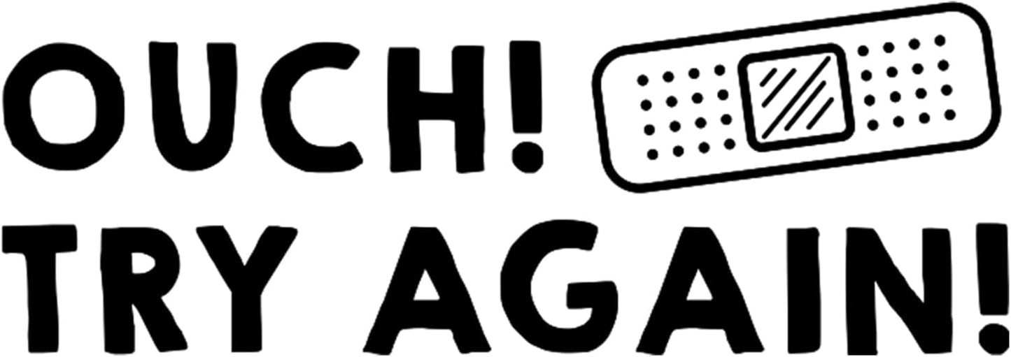 Custom Self-Inking Teacher Stamps | 49 Designs | Fun Teacher Phrases | Grading Made Easy | Classroom, Teacher and Library Book Stamps (Ouch! Try Again!, Large)