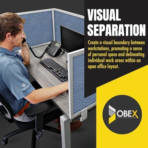 OBEX Acoustic Mounted Screen Privacy Panel Table Top Separator, Sound Blocking Desk Divider (Twilight, 24" X 24")
