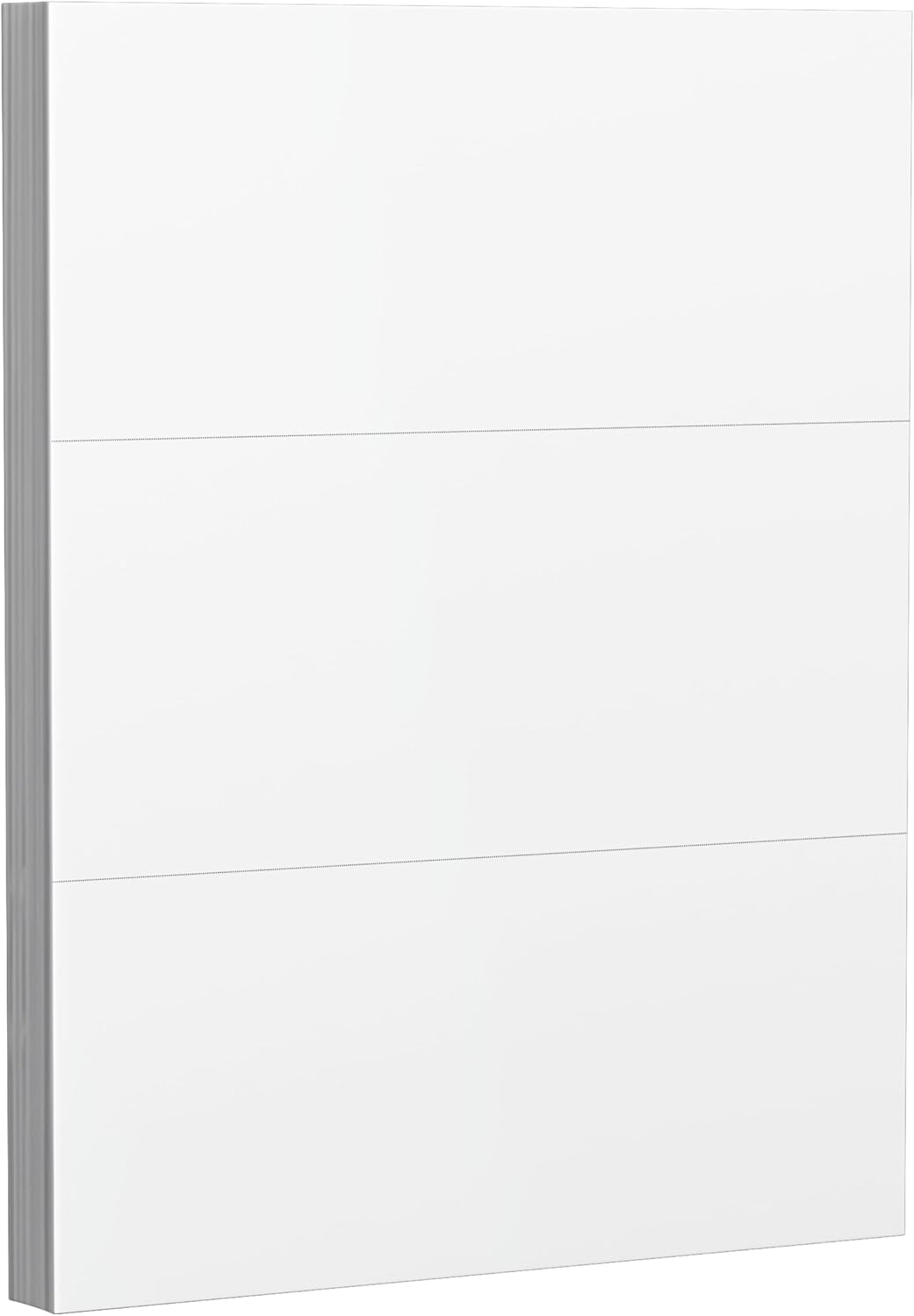 50-Sheet Pack Of 110lb White Cardstock Thick Perforated Paper, 8.5x11 With 3 Per Page - 3.66x8.5 - Blank Heavy Weight Cover Card Stock - 50 Sheets With 150 Cards (3up - 3.66x8.5)