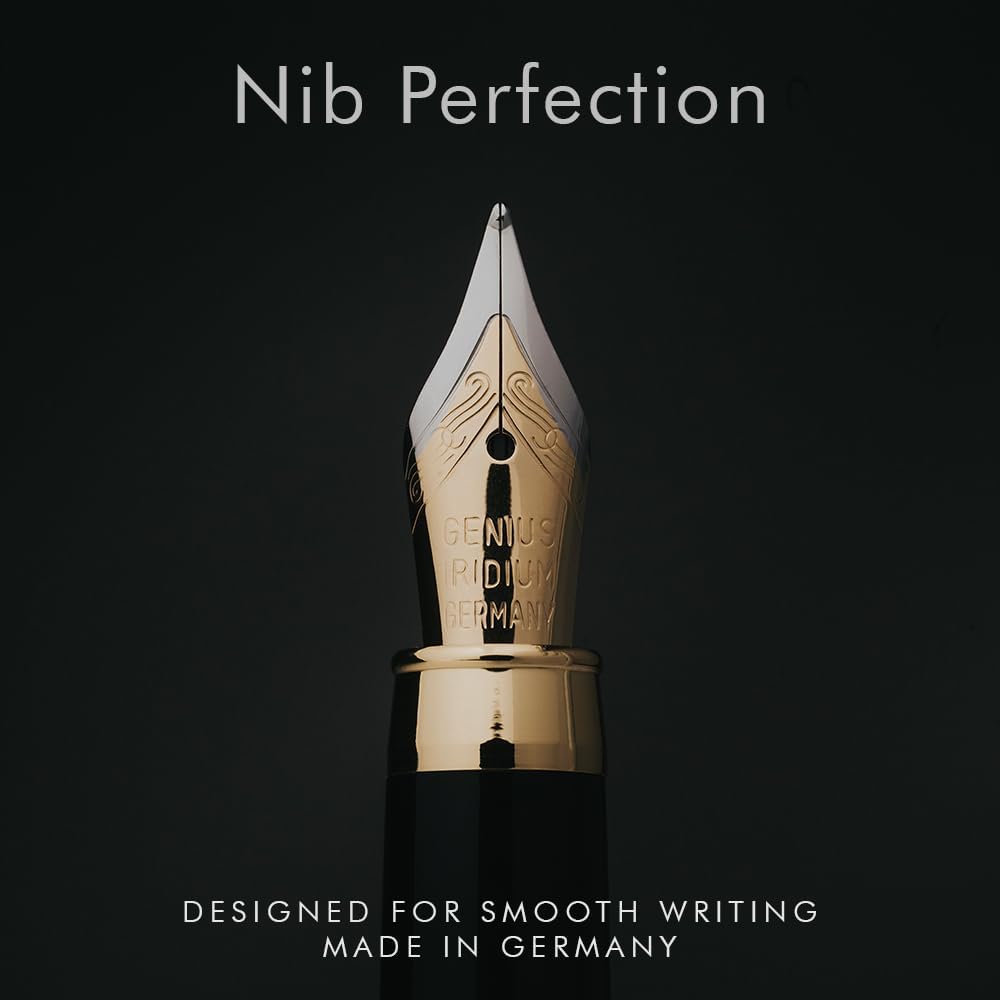 Wordsworth & Black Fountain Pen Set, Luxury Bamboo Wood - Medium Nib, Gift Case; Includes 6 Ink Cartridges, Ink Refill Converter -Journaling, Calligraphy; Drawing, Smooth Writing [Maple Wood]