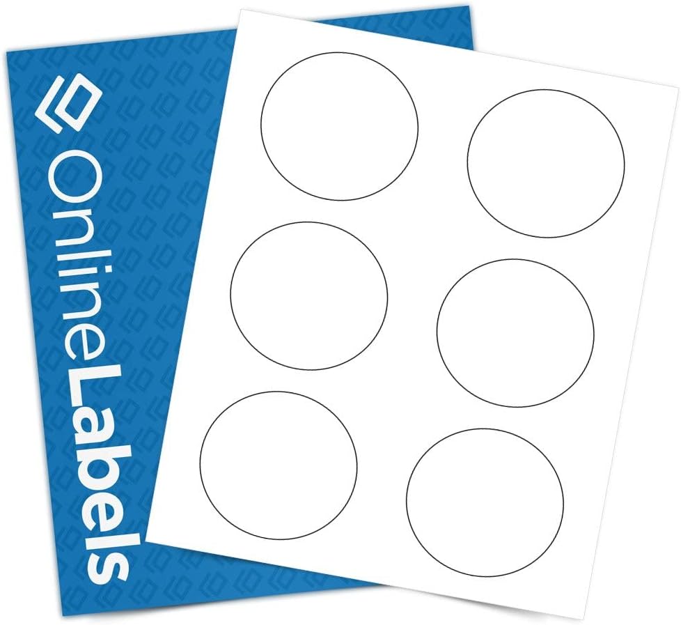 OnlineLabels 3" Round Labels – Permanent Adhesive, White Matte – for Product Packaging, Bottles, & Custom Stickers – for Inkjet & Laser Printers – Pack of 6,000 Labels, 1,000 Sheets OL2279WX
