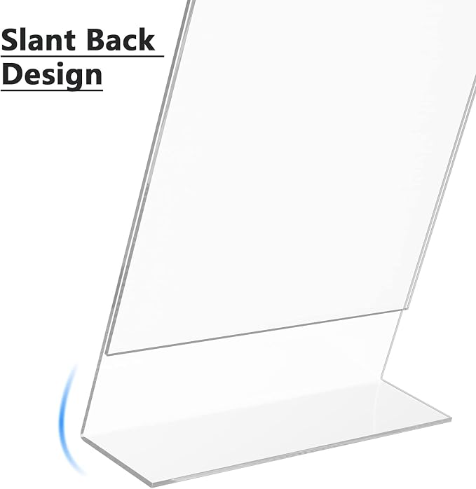 MaxGear Acrylic Sign Holder, 8.5 x 11 Slant Back Display Stand, 12 Pack | Clear - Image 4