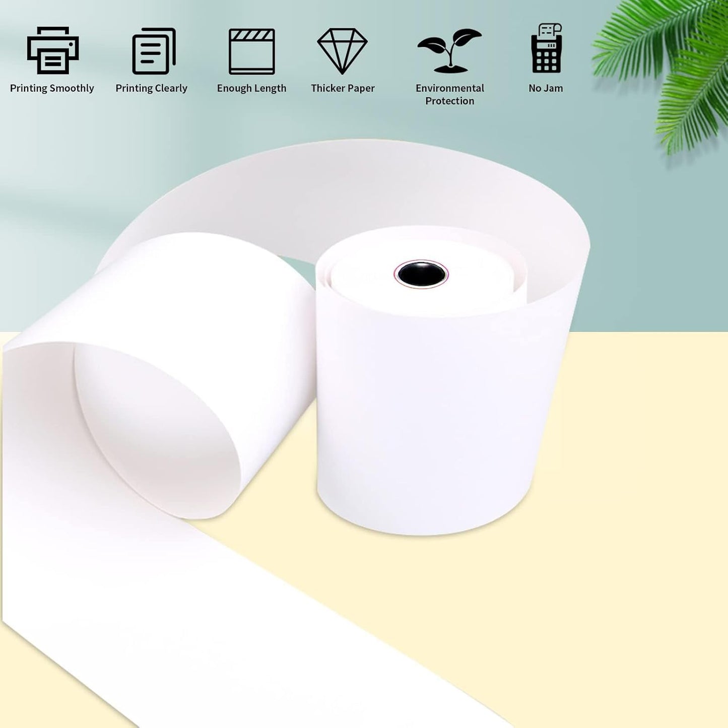 Jayard 2-1/4'' X 85' Thermal Paper Rolls For Credit Card - Cash Register Rolls - Premium Register Tape Pos Thermal Printer Paper (5 Rolls), White