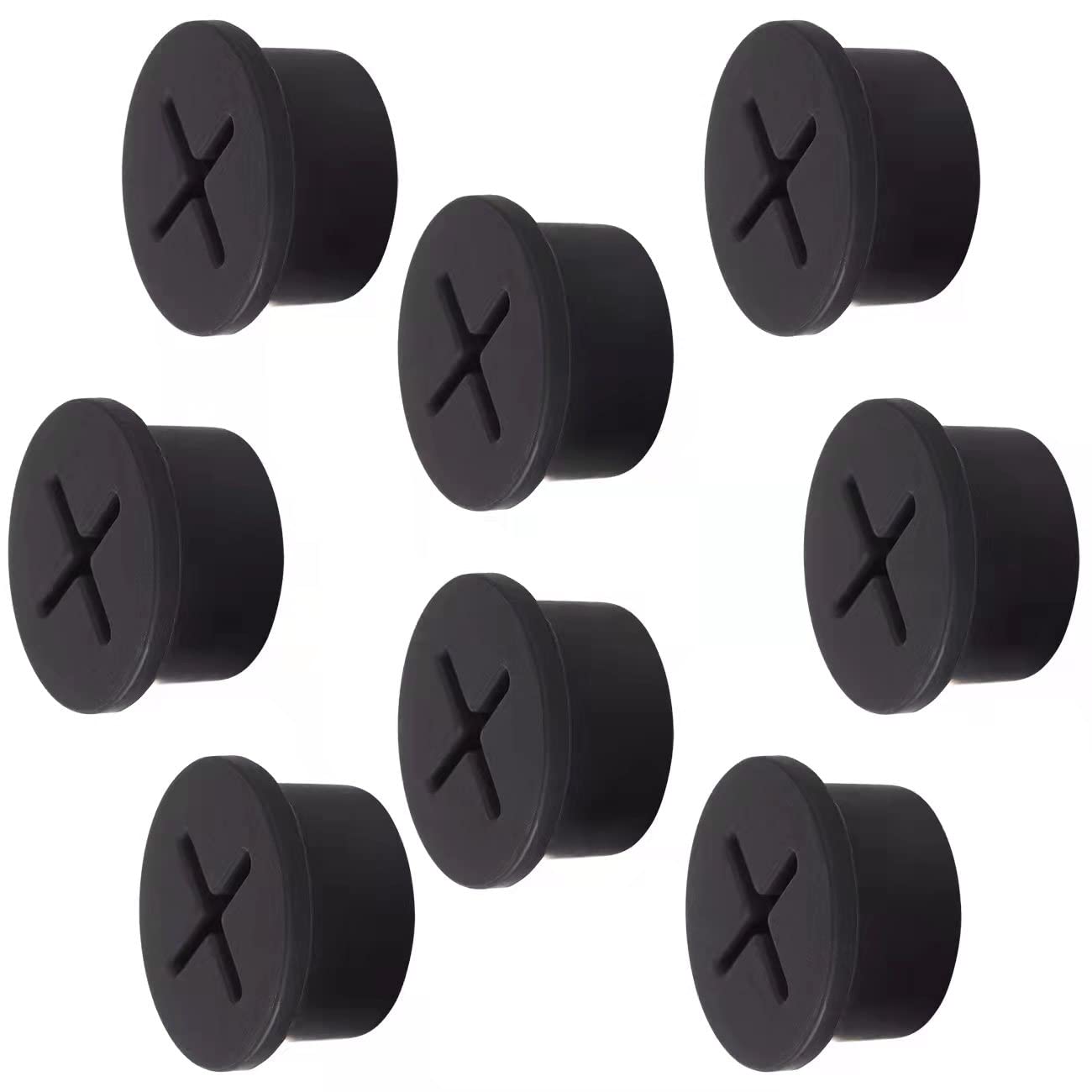 Cable Cord Grommet 3/4 Inch Flexible Wire Rubber Grommets for Desk and Other Furnitures Wire Hole Cover Cable Management Wire Organizer Cable Pass Through (8 Pack), Black Color