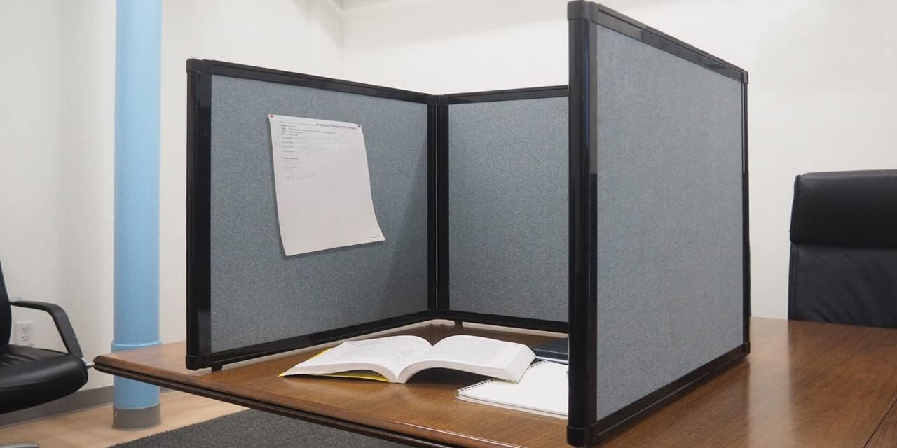 Versare Folding Tabletop Display | 3-Panel Partition | Lightweight Portable Workspace Divider | Charcoal Gray 99" x 36"