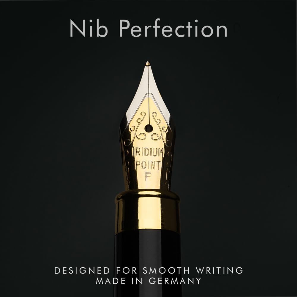 Wordsworth & Black Fountain Pen Set, Luxury Bamboo Wood - Fine Nib, Gift Case; Includes 6 Ink Cartridges, Ink Refill Converter -Journaling, Calligraphy; Drawing, Smooth Writing [Brown Wood]