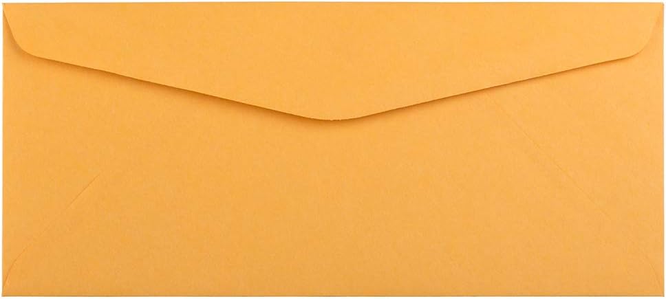 JAM PAPER #10 Business Commercial Envelopes - 4 1/8 x 9 1/2 - Brown Kraft Manila - 25/Pack
