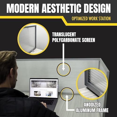 OBEX Polycarbonate Office Desk Mounted Privacy Screen Adjustable Table Top Panel Divider, Universal Aluminum Bracket-USA Made, 24" x 66", Translucent