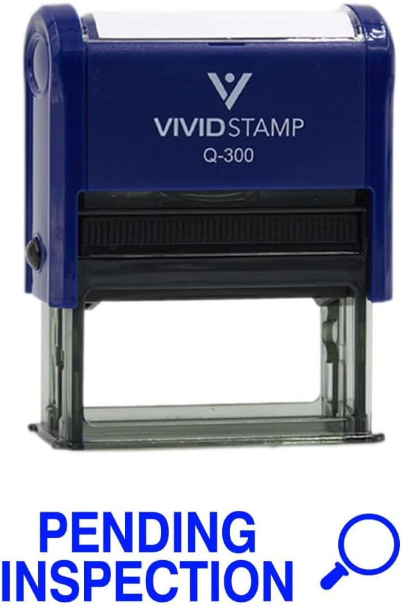 Vivid Stamp Pending Inspection Business Self-Inking Rubber Stamps (Blue Ink) - Q-200 (2 Pack)