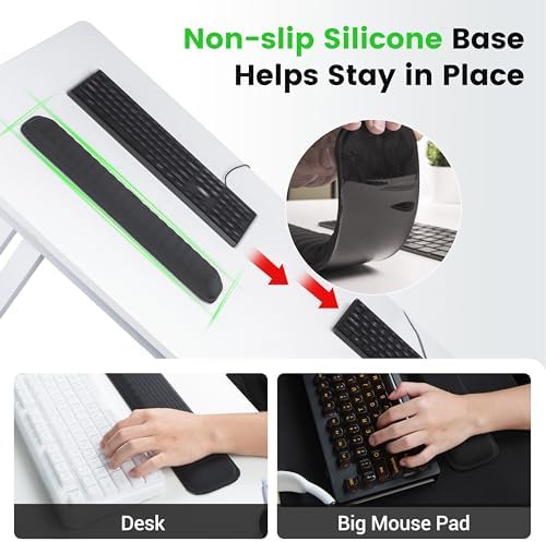 MEKASS Ergonomic Wrist Rest for Keyboard and Mouse, Soft Memory Foam Keyboard Wrist Rest Set with Non-Slip Silicone Base, Easy Typing, Pain Relief, Comfort for Office, Work, Gaming (Brown Marble)