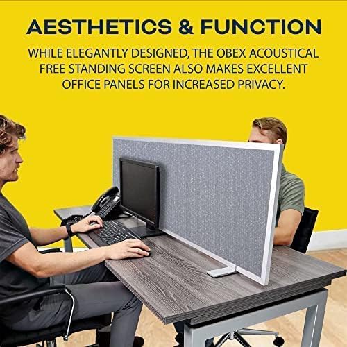 OBEX Acoustical Free Standing Privacy Screen, Cubicle Accessories Desk Privacy Panel, Desk Dividers for Office, Office Furniture Partitions Portable Sound Proof Dividers, 24" x 72", Twilight