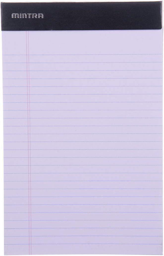 Mintra Office Legal Pads - ((BASIC PASTEL 6pk, 5in X 8in, NARROW RULED)) - 50 Sheets per Notepad, Micro perforated Writing Pad, Notebook Paper for School, College, Office, Professional