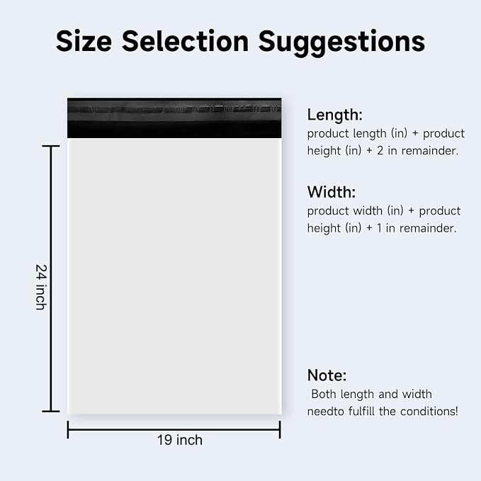 White Poly Mailers 19x24 Inch, 100 Pack | Self-seal shipping bags - Image 2