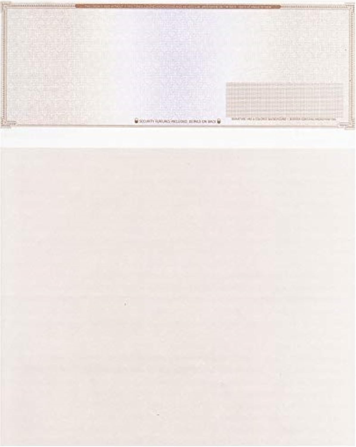 1000 Blank Check Stock - Check on Top Mazed - Paper Weight # 70"High Security" Check Paper Brown Mazed