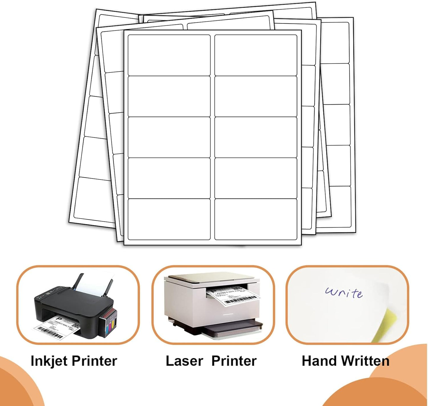 10up 500 Sheets Sticker Labels Compatible Laser/Ink Jet Shipping Labels, 2" X 4" Labels for Shipping/Mailing (5000 Labels)