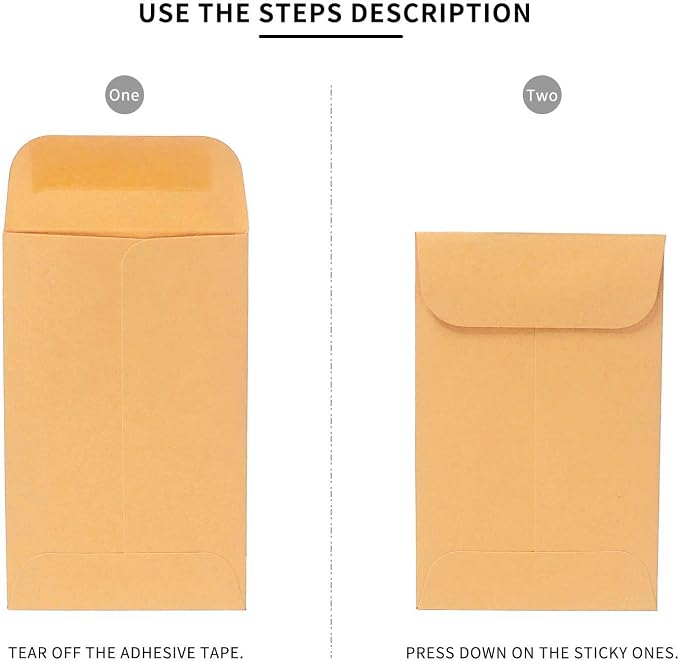 Xxcxpark 200PCS #1 Coin Envelopes 2.25x3.5 inches Brown Kraft Envelopes Classic - Image 6