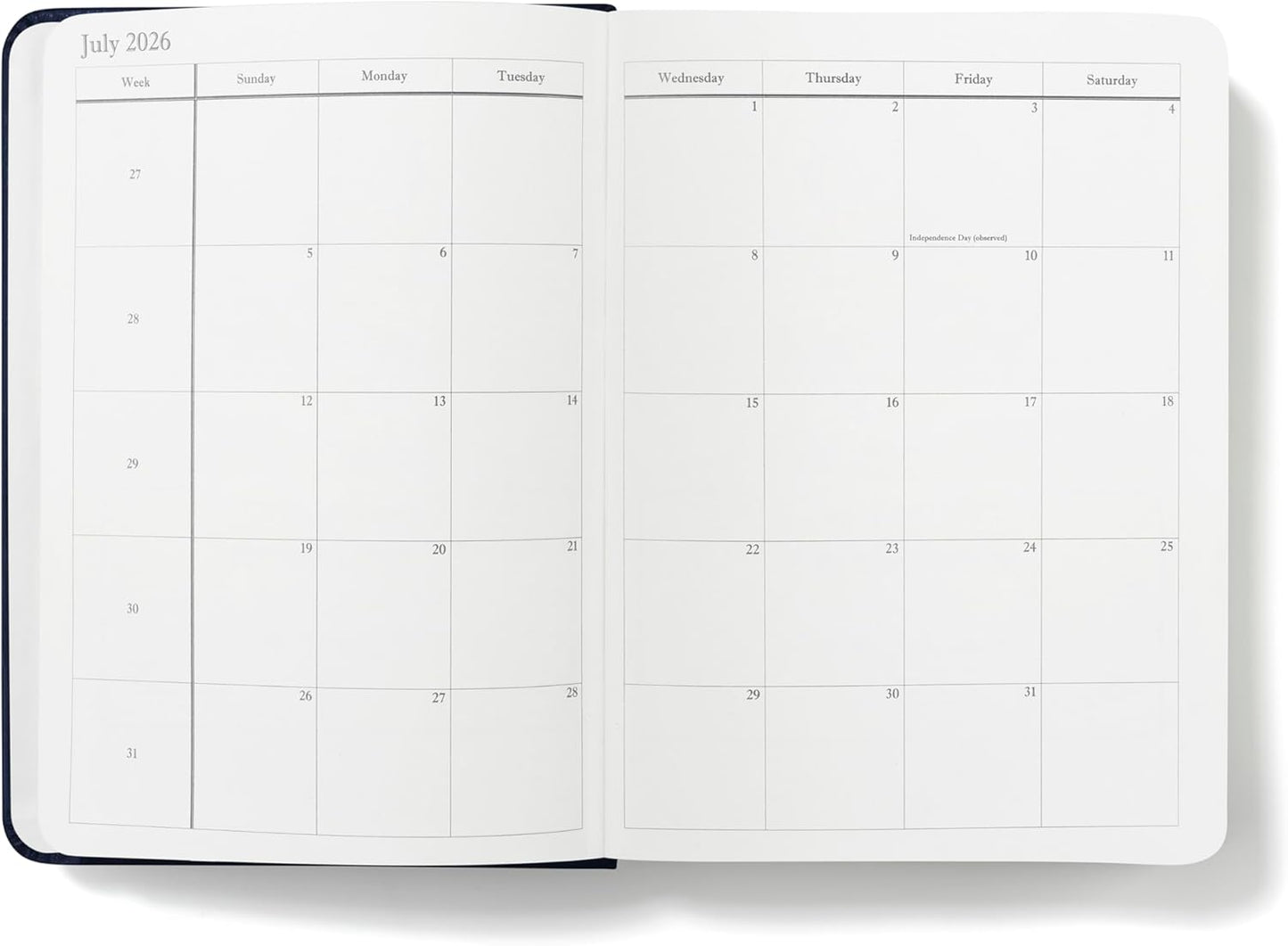Wykeham's Executive 2026 Daily Journal Planner – US Public Holidays & Format – Customization Available (Royal Blue, A6)