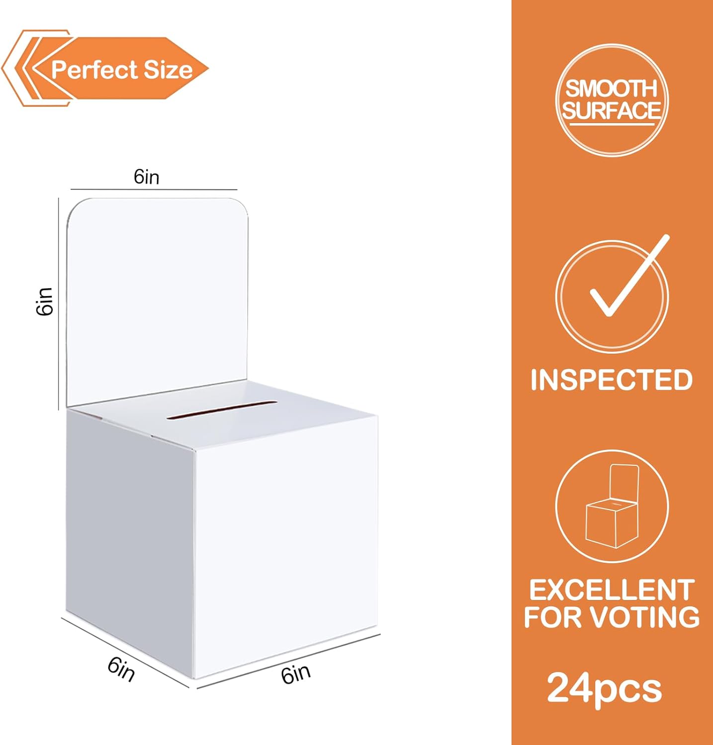 24 Pcs Ballot Boxes Suggestion Boxes Donation Box for Fundraising, Cardboard Raffle Box with Slot and Removable Header for Collecting Business Card Voting Contest (White)