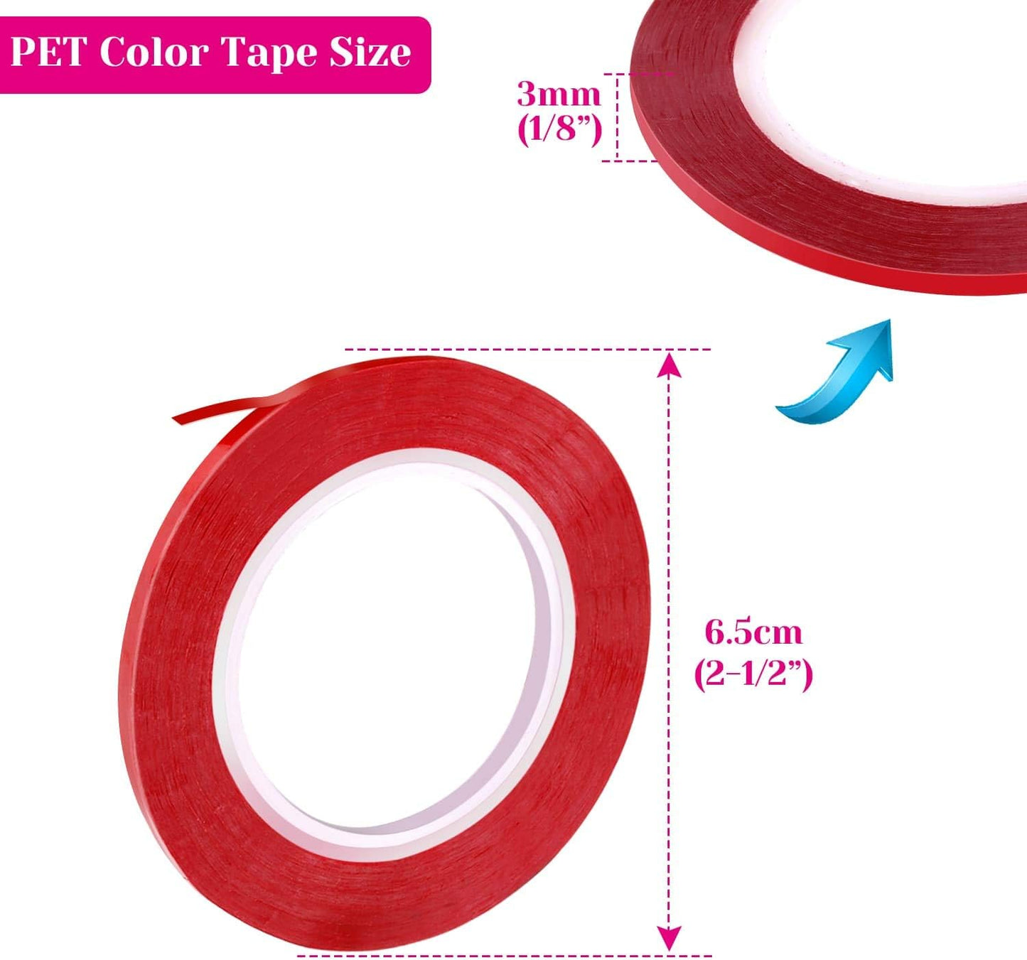 cridoz 6 Rolls 1/8 Whiteboard Tape Thin White Board Tape Lines Pinstripe Dry Erase Art Tape Graphic Chart Grid Electrical Tape, 108 Feet Per Roll