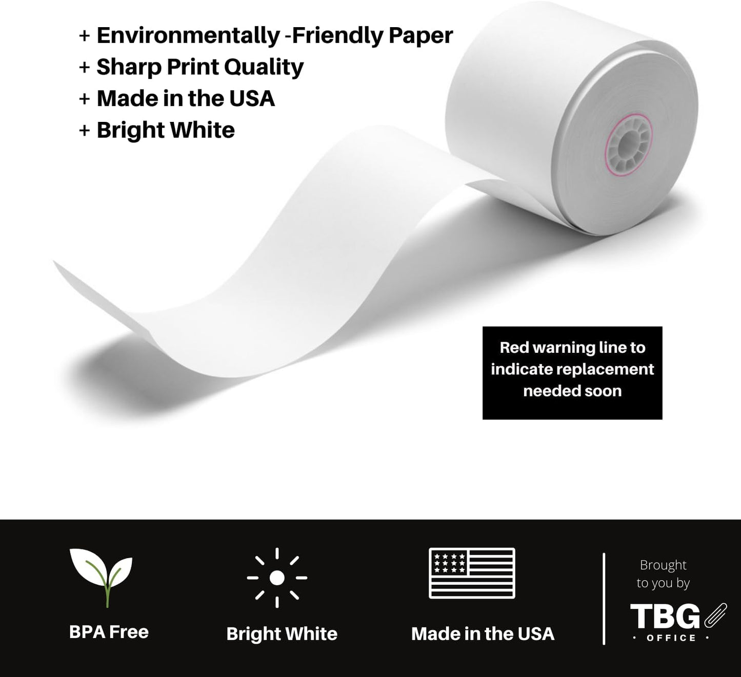 3 1/8” x 119' Thermal Paper Rolls - BPA FREE – MADE IN USA - Receipt paper rolls – Point of Sale Cash Register - Thermal printer paper - Credit Card Paper - for POS systems (1 Case - 30 Rolls)