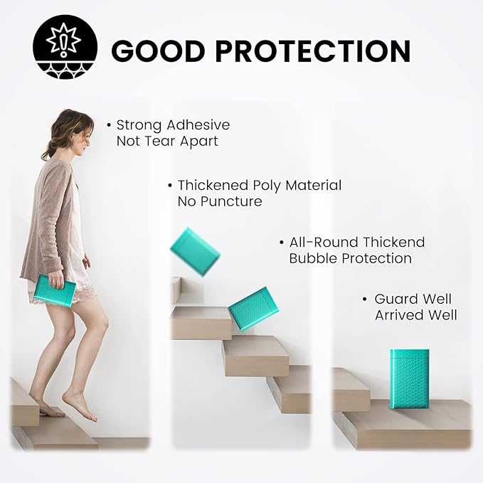 Fuxury Bubble Mailers 4x8" Teal Padded Envelopes 19200Pack Bulk Strong Adhesion - Image 5