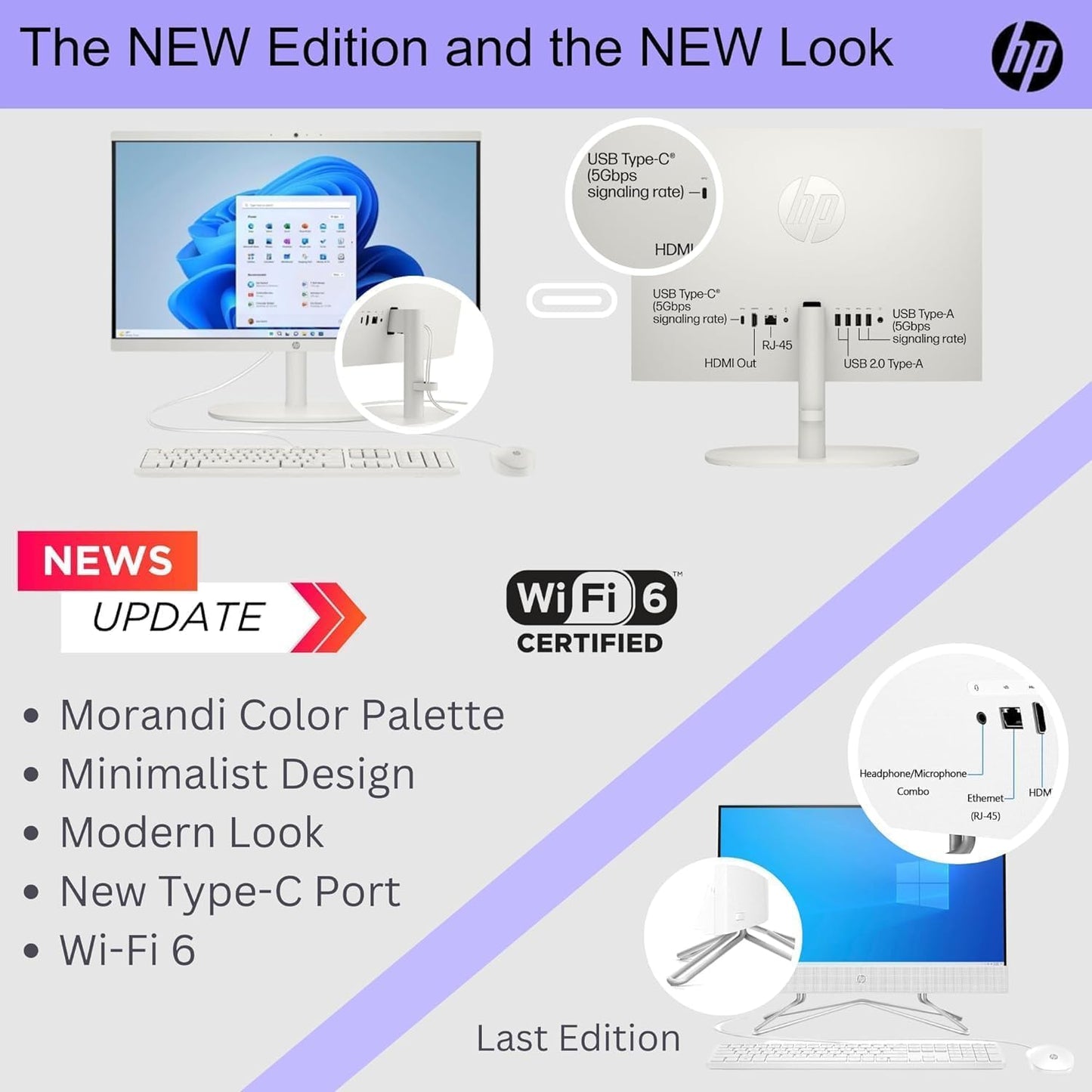 HP 22 inch FHD All-in-One Desktop Computer PC 2025 Flagship, 16GB RAM, 756GB Storage (256GB SSD + 500GB Ext), Intel Celeron CPU, Webcam, WiFi 6, HubxcelAccessory, Win 11 Pro, Lifetime Office 2024