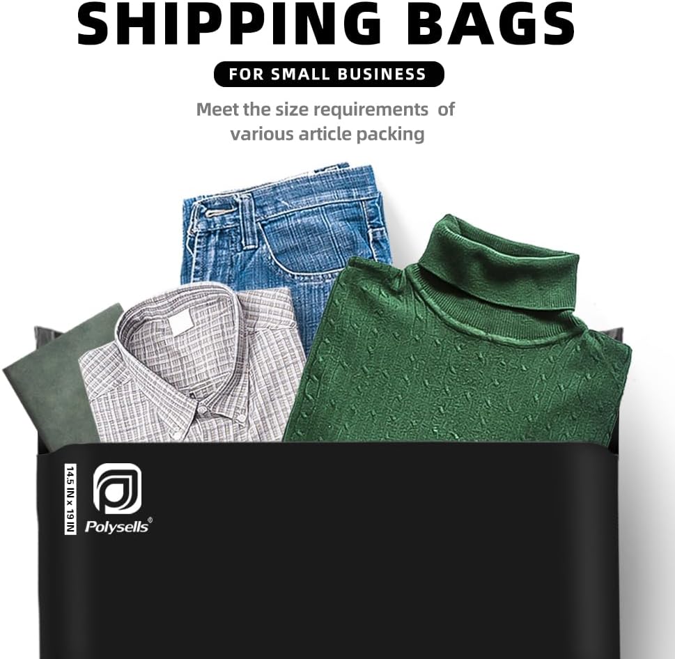 POLYSELLS 60000 pcs 14.5x19 Inches Black Bulk Poly Mailers Shipping Envelopes, Strong Adhesive Sealing, Waterproof and Tear-resistant Postal Mailing Bags for Clothing, Books, and Accessories in Pallet
