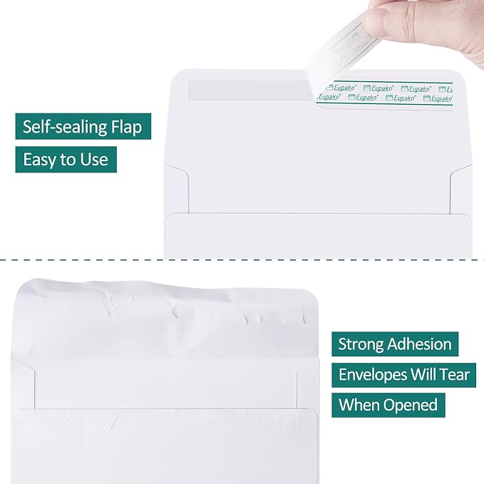 Eupako A6 White Envelopes 4x6, 250 Pack Self Seal Envelopes - Image 3