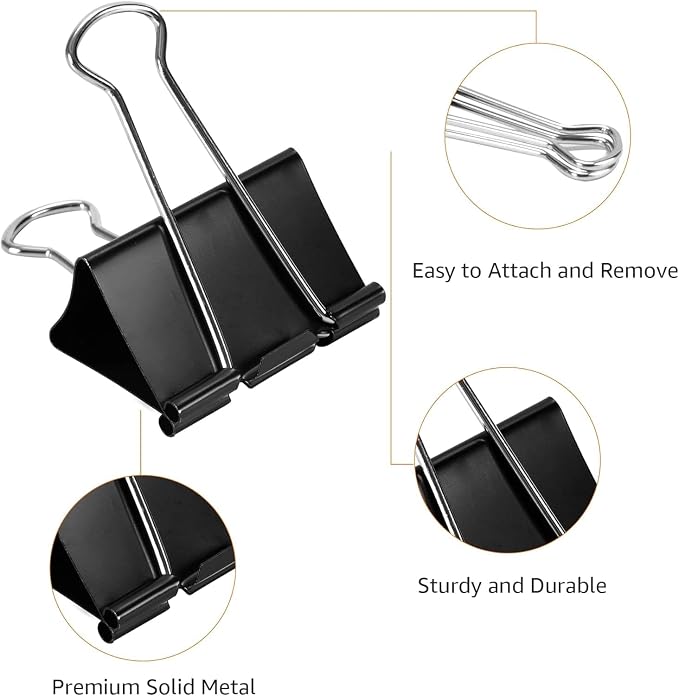 Amazon Basics Sturdy Binder Clips, Office Supplies, Medium 1.25 inches - Image 6