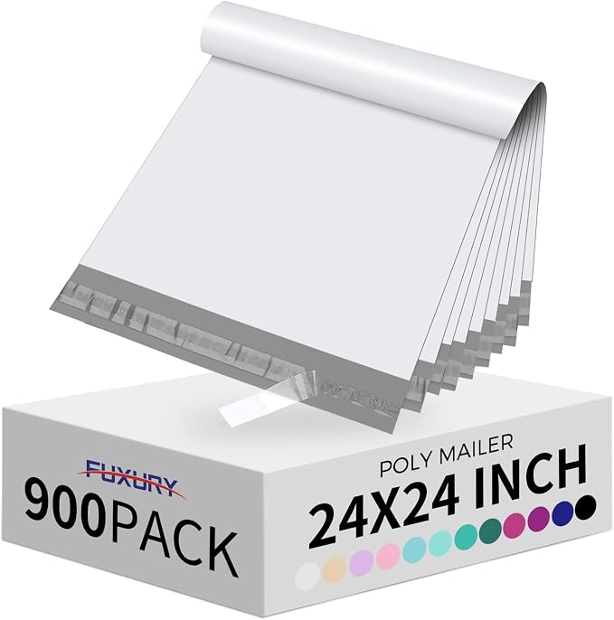 Fuxury 900 Pcs 24x24" Poly Mailers, Waterproof Mailing Envelopes by Fuxury