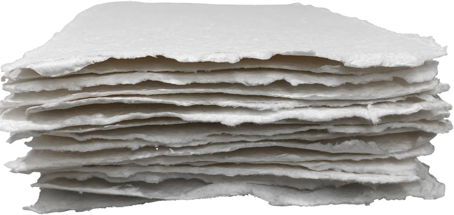 Wanderings Thick Handmade Watercolor Paper with Deckled Edge - A6, 4x6-500GSM Premium White Cold-Pressed Textured Mixed Media Paper Made with Recycled Cotton - 15 Loose Leaf Sheets