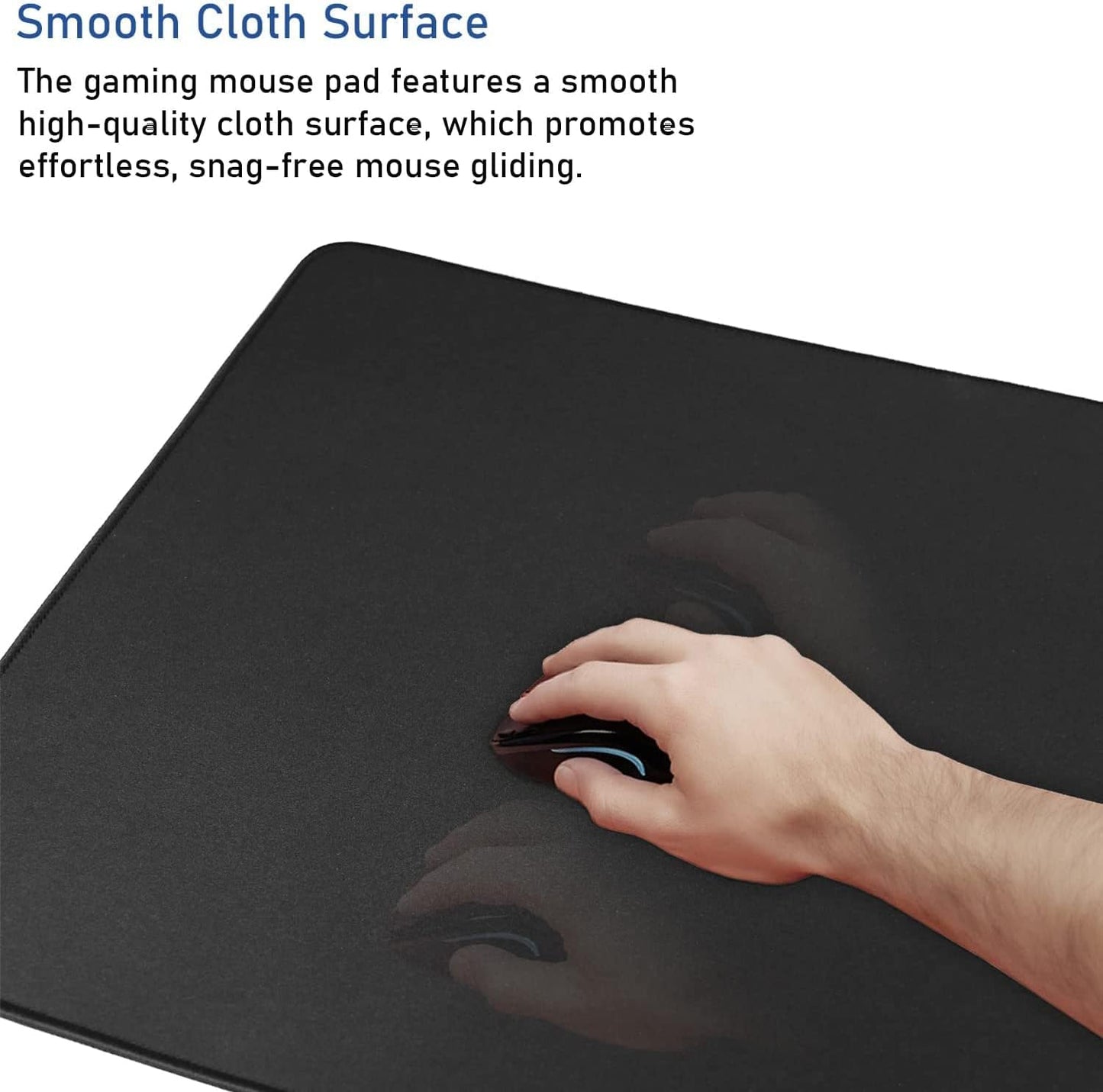 Large Extended Gaming Mouse Pad with Stitched Edges, (31.5X15.7In) Durable Non-Slip Natural Rubber Base, Waterproof Computer Keyboard Pad Mat for Esports Pros/Gamer/Desktop/Office/Home-Black