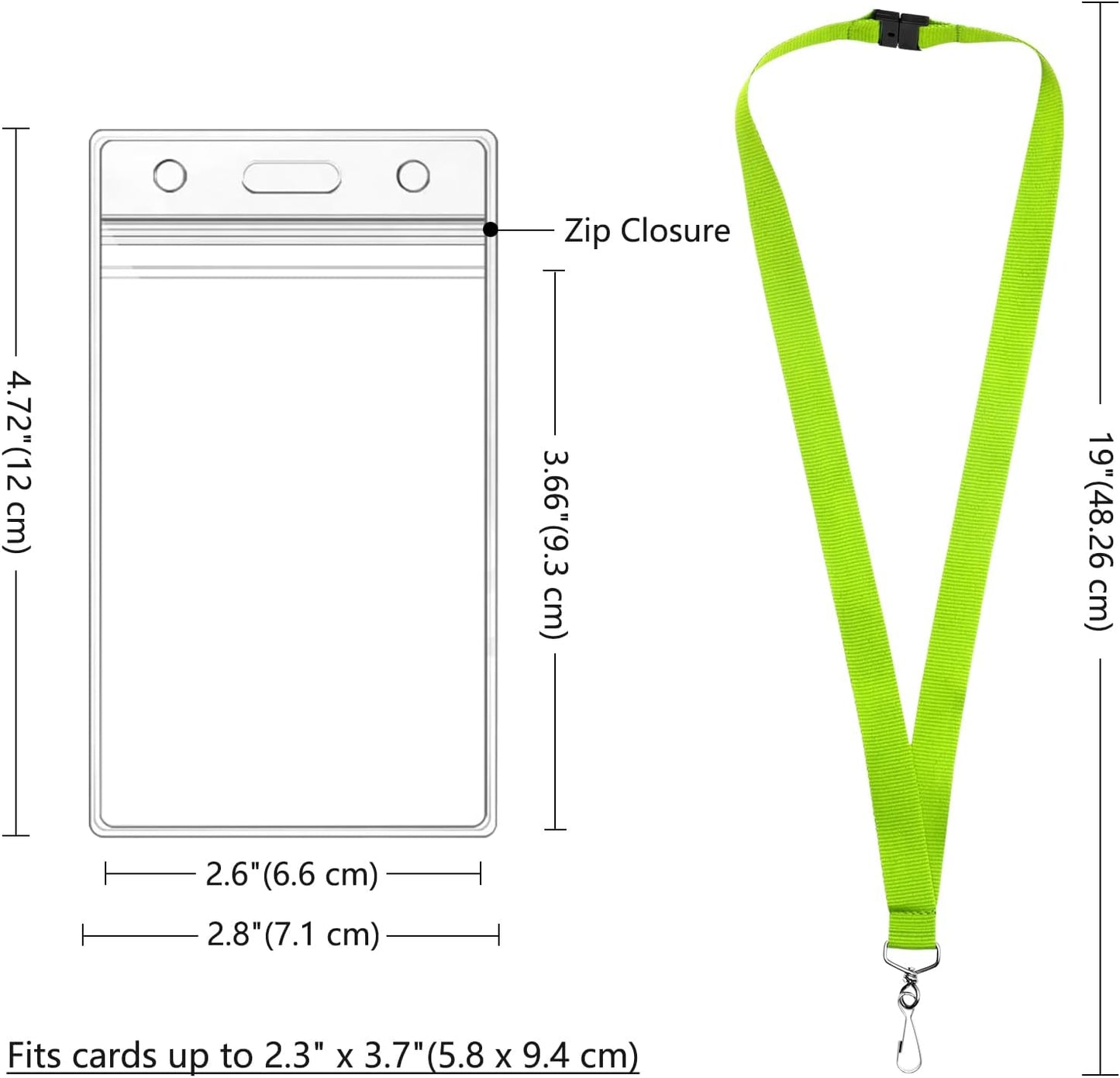 24-Pack Apple Green Breakaway Lanyards with Waterproof Badge Holders, Metal Hook, Polyester Neck Straps for ID Cards, Events, Office, and Schools