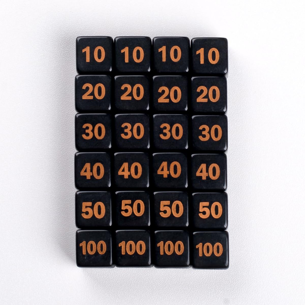 TCG Damage Counter Dice Set with Organizer - 25 Premium Dice (10/20/30/40/50/100) for Card Game Tracking