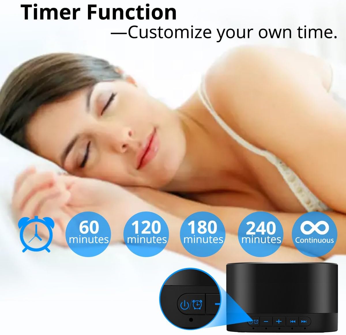 Magicteam White Noise Machine with 20 Non Looping Natural Soothing Sounds Memory Function 32 Levels of Volume Powered by AC or USB and Sleep Sound Timer Therapy for Baby Kids Adults Black