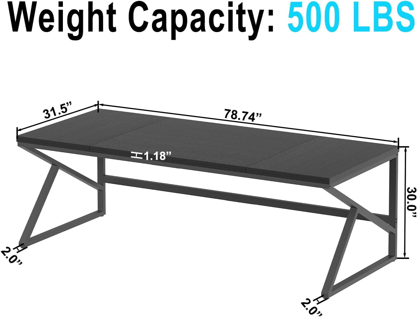 HSH Extra Long Black Computer Desk, 78 inch Large Home Office 2 person Desk, Industrial Metal Wood double Desk for Executive Work Writing Study, Modern Black Bedroom Living Room PC Laptop Gaming Table