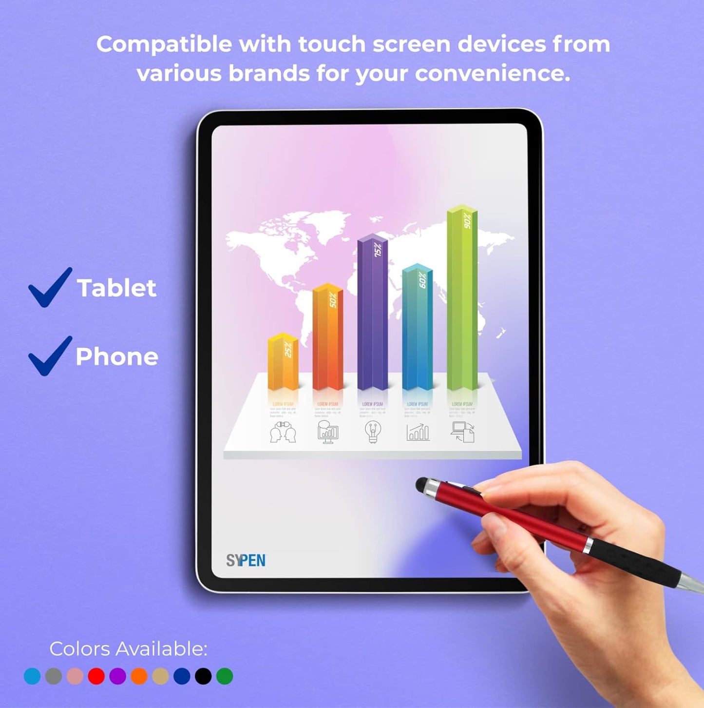 Personalized Pens With your Custom Logo or Text-300 Pack Bulk-for Businesses, Parties, and Events, 2 in 1 Ballpoint Pen & Stylus Compatible with Touchscreen Devices, Grey Barrel, Black Ink