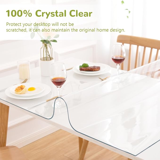 36 x 96 Inch Clear Table Cover Protector, 1.5mm Plastic Table Cover, Waterproof - Image 5