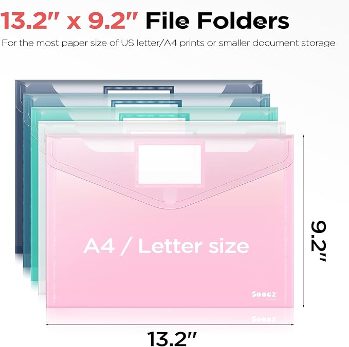 Sooez 40 Pack Plastic Envelopes, Plastic File Folders, Super Heavyweight - Image 6