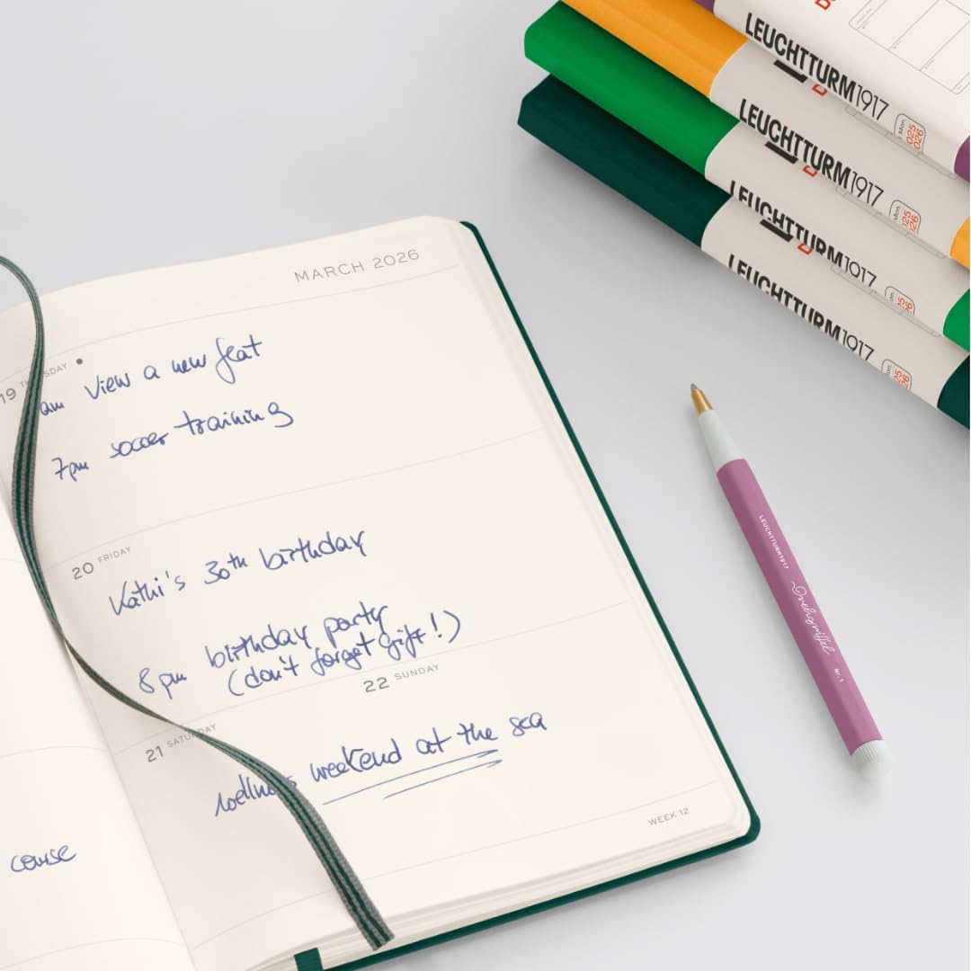 LEUCHTTURM1917 - Weekly Planner Hardcover Medium (A5), 18-month, Jul. 2025 - Dec. 2026, English, Black