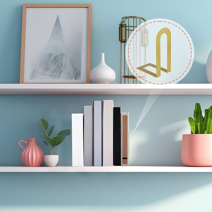 Chunful 12 Pcs Gold Modern Metal Book Ends - Image 7