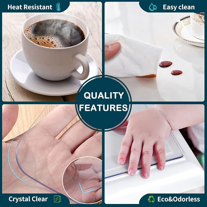 Clear Table Protector Plastic Table Cloths PVC Night Stand Table Cover Mat - Image 5