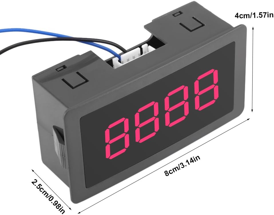 DC 8-24V Digit Counter, 4 Digit LED Digital Display 0-9999 Up/Down Plus/Minus Panel Counter Meter with Cable (Red)