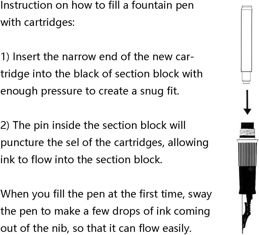 30 PCS Jinhao Fountain Pen Ink Cartridges Refill 6 Colors Set, Black, Blue, Apple Green, Purple, Red and Orange International Standard Size 2.6mm Bore Diameter