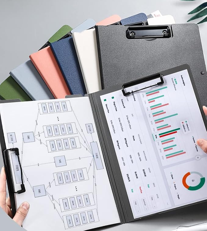 White Clipboard Folder, A4 Clipboard Horizontal and Vertical Metal Clips | 2 - Image 5