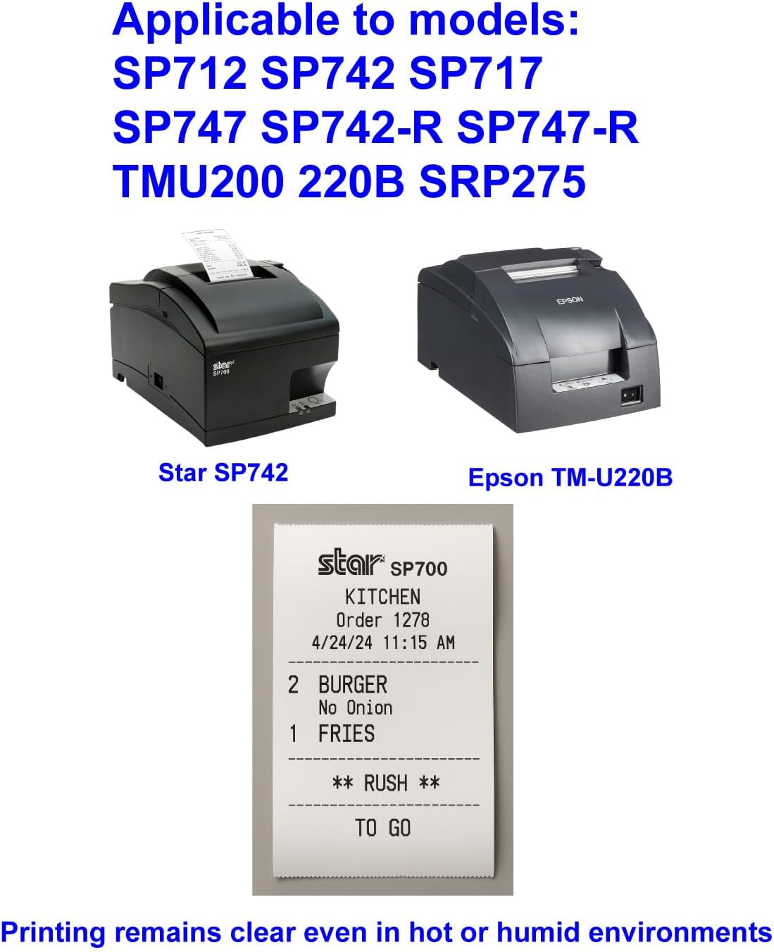 Star SP700 Kitchen Printer Paper (48 Rolls) 3" x 150' 1 Ply Bond (Non -Thermal) Receipt Paper POS Cash Register Paper for TMU200 SRP275 from 3000LABELS DIRECT