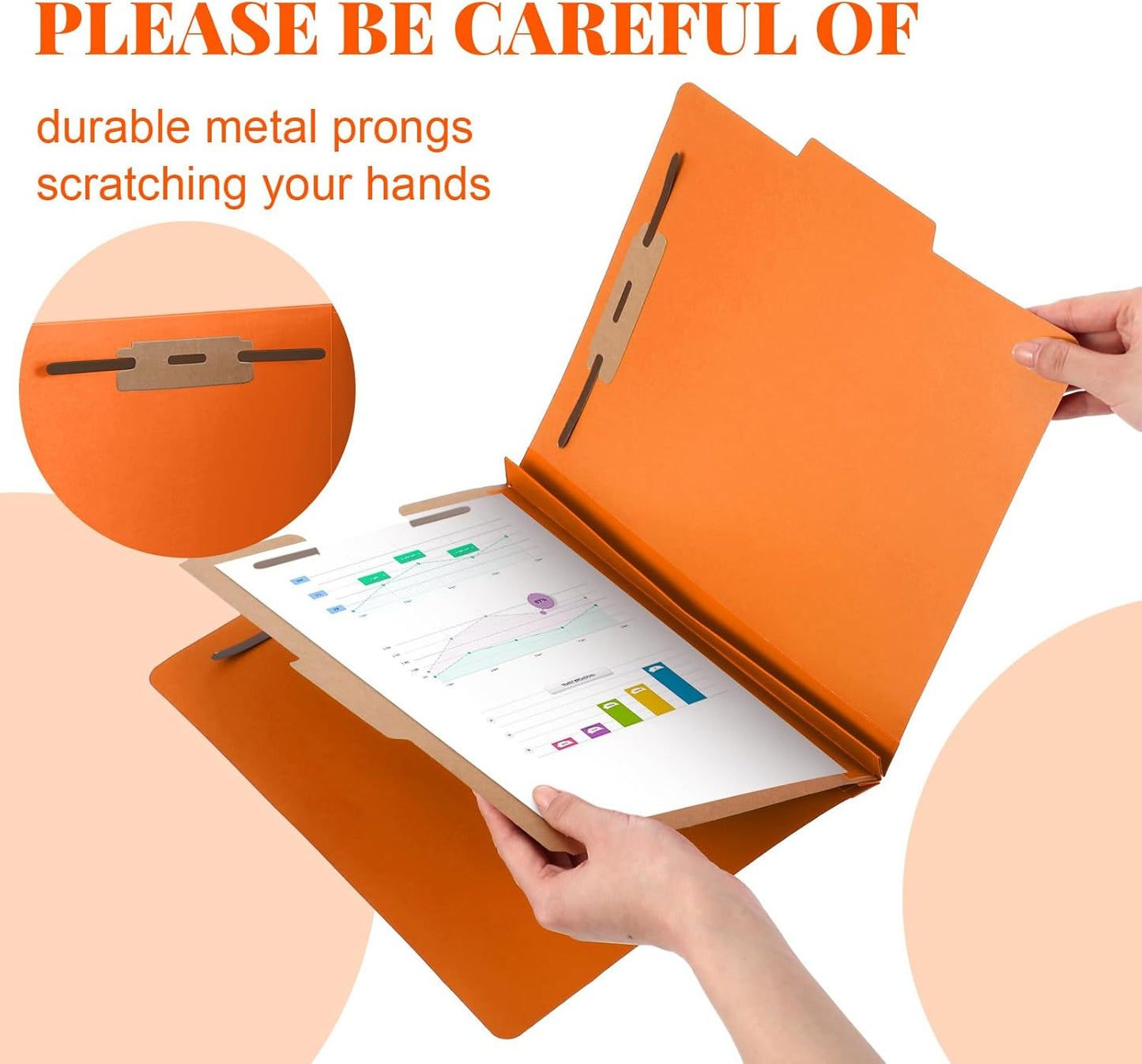 24 Pcs Classification Folders Letter Size, 1 Divider Pressboard File Folder with Fasteners, Expanding File Organizer Bulk for Teachers, Clergy, Office, Church, Christmas Donations (Orange)