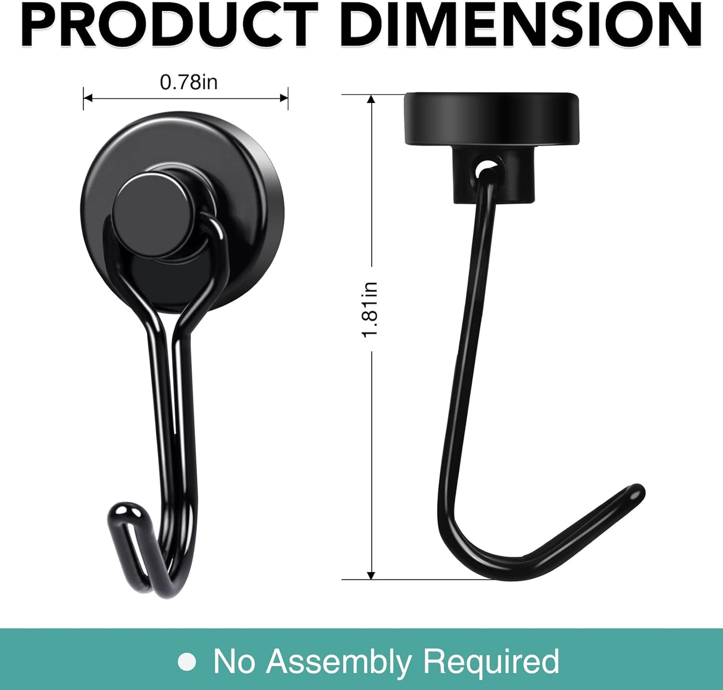 MIKEDE Strong Magnetic Hooks, 40LBS Black Swivel Swing Hooks Heavy Duty, Rare Earth Magnets with for Fridge, Grill Cruise Cabins, Hanging, Kitchen - 28 Pack